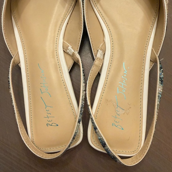 Betsey Johnson Vance Floral Blue White Slingback Rhinestone Ballet Flats Size 10 - Picture 5 of 7